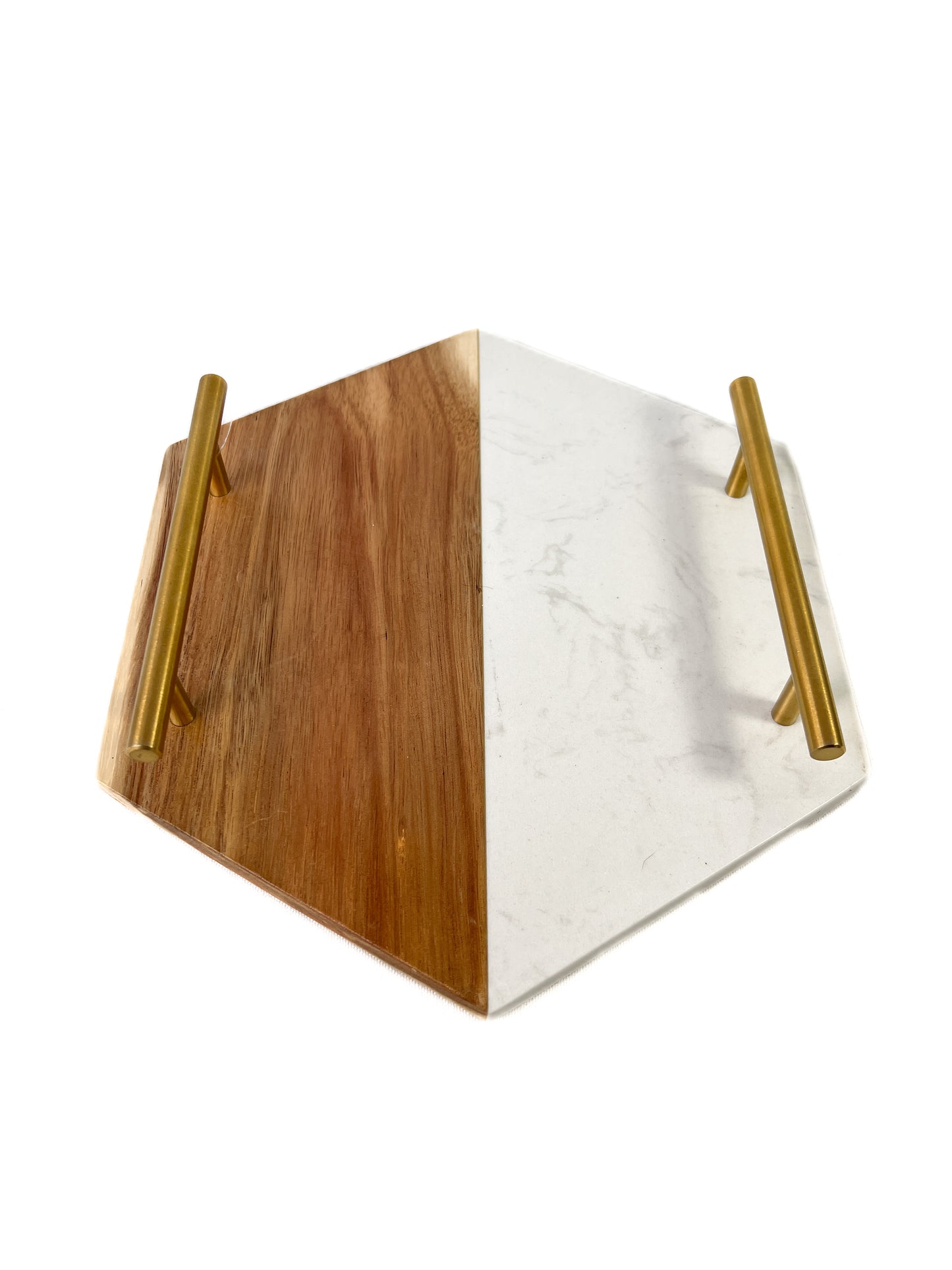 Marble & wood serving tray