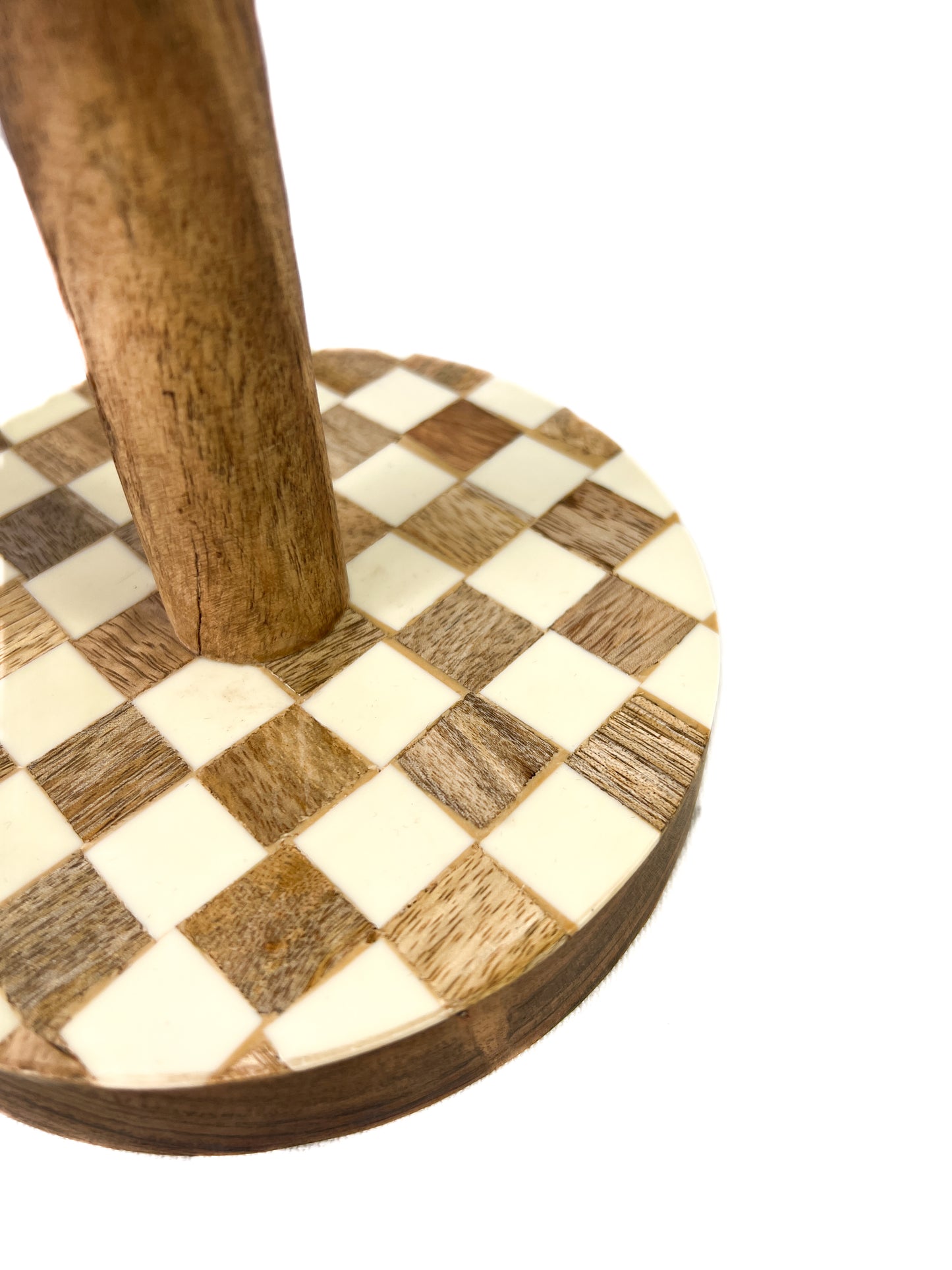 Checkered wood paper towel holder