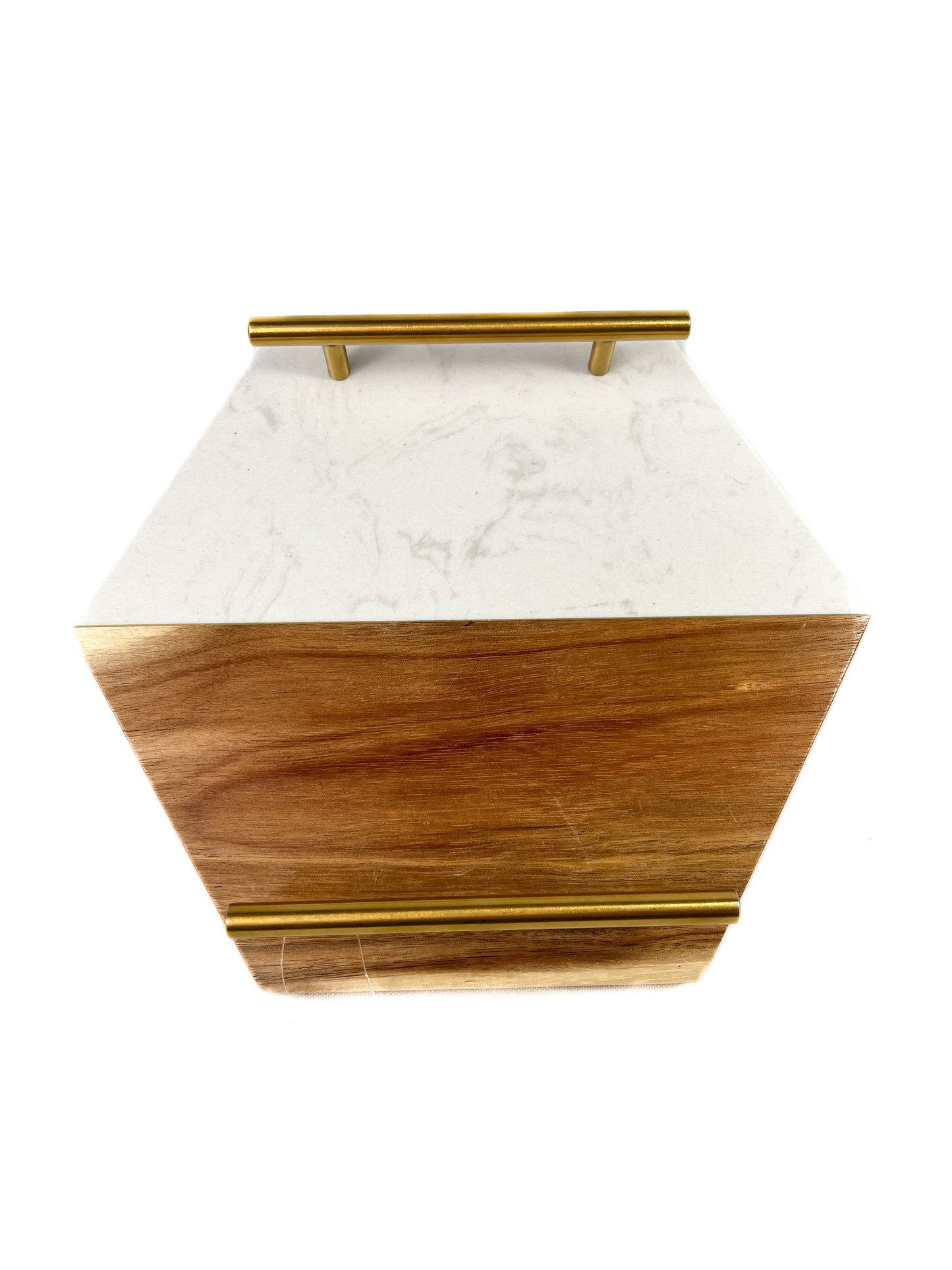 Marble & wood serving tray