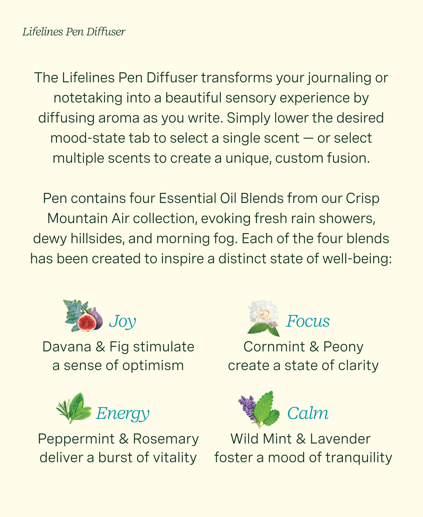 Lifelines Pen Diffuser with Essential Oil Blend - Crisp Mountain Air