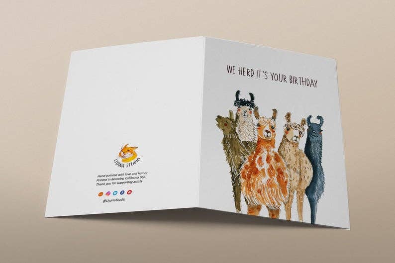 Llamas Friends Herd - Funny Birthday Card