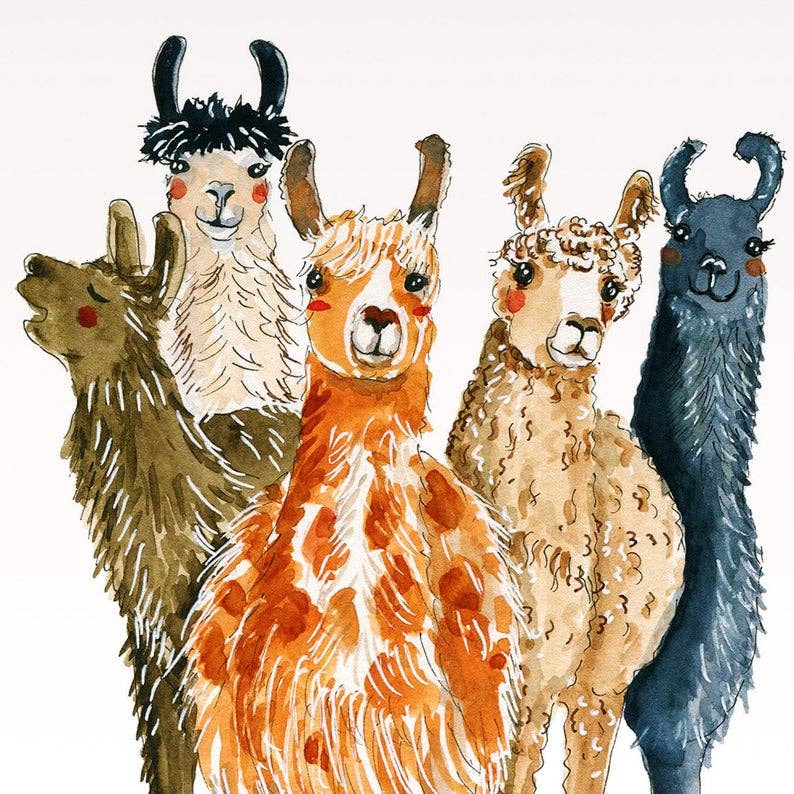 Llamas Friends Herd - Funny Birthday Card