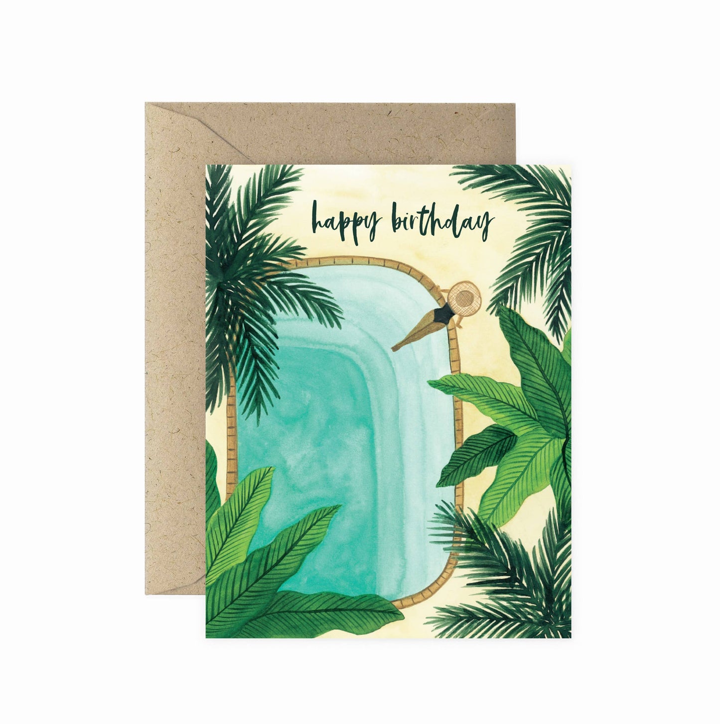 Tropical Pool Birthday Greeting Card